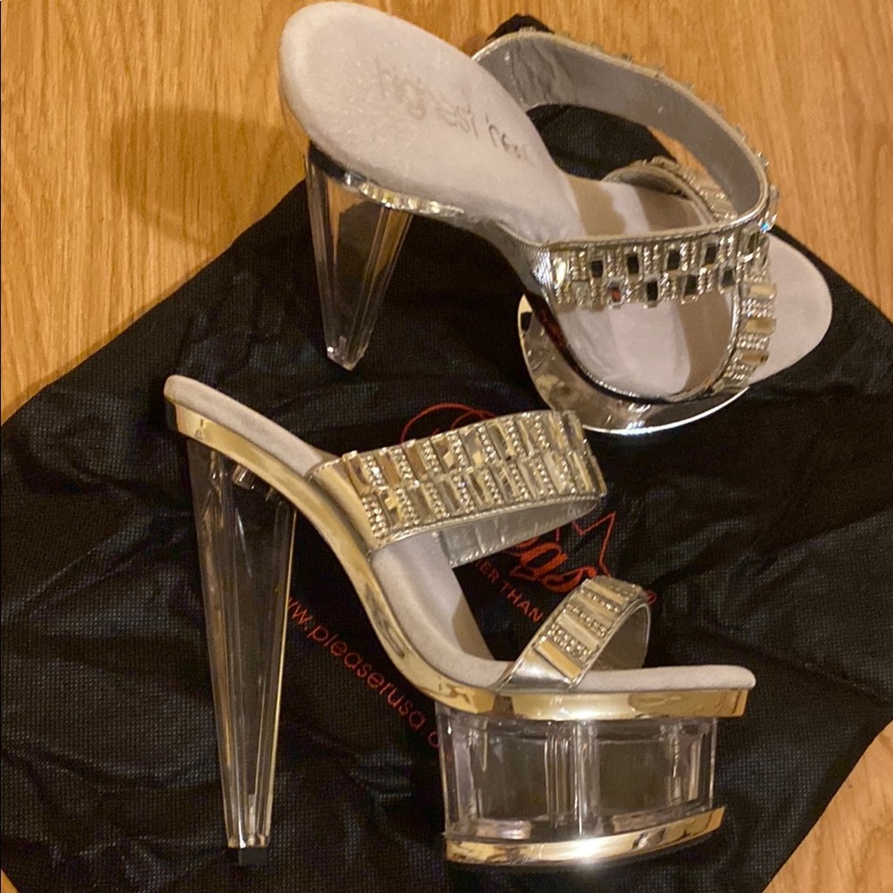 Women's Silver Clear High Heel Sandals